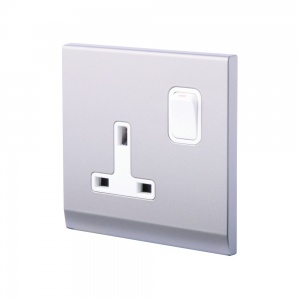 Simplicity 13A DP Single Plug Socket with Switch Mid Grey